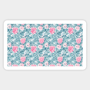 Blue and Pink Flowers Pattern Magnet